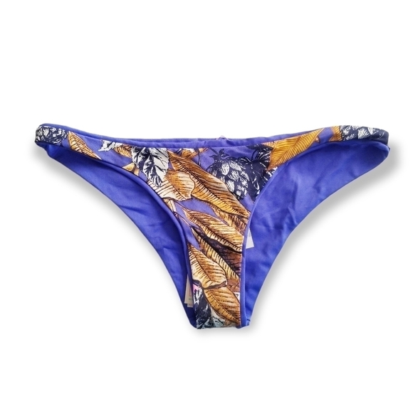 Maaji Blue Floral Reversible Strappy Cheeky Bikini Set S M - Picture 10 of 13